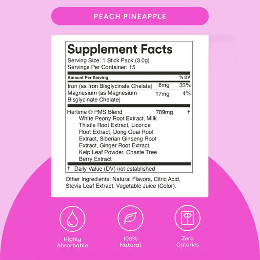 Hertime PMS+ Peach Pineapple packaging scene