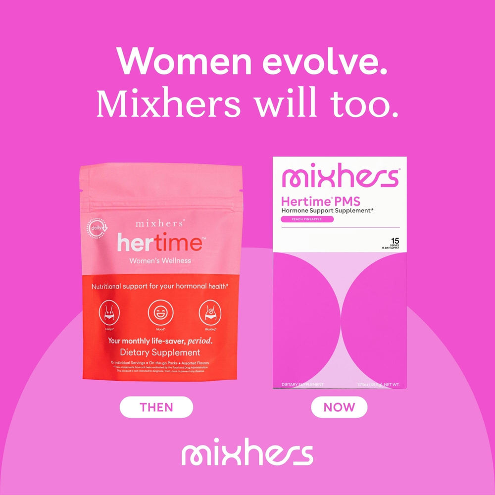 On-the-go Hertime PMS+ single-serve sachets for daily use