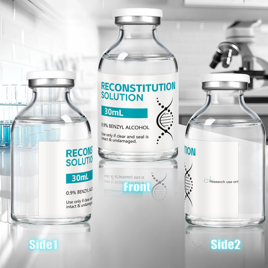 Pair of premium glass reconstitution vials showing crystal clarity