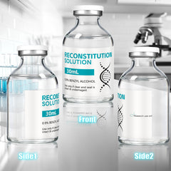 Pair of premium glass reconstitution vials showing crystal clarity