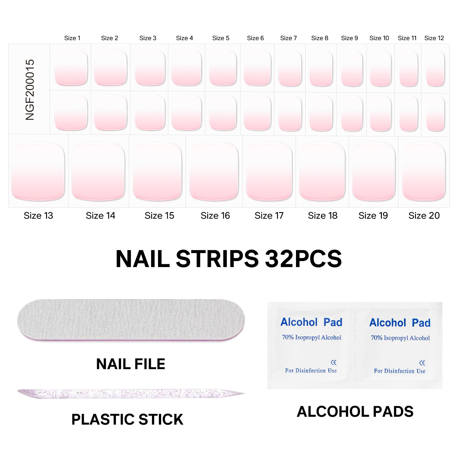 MIZHSE 32 strips in 16 sizes ensures precise toe coverage.