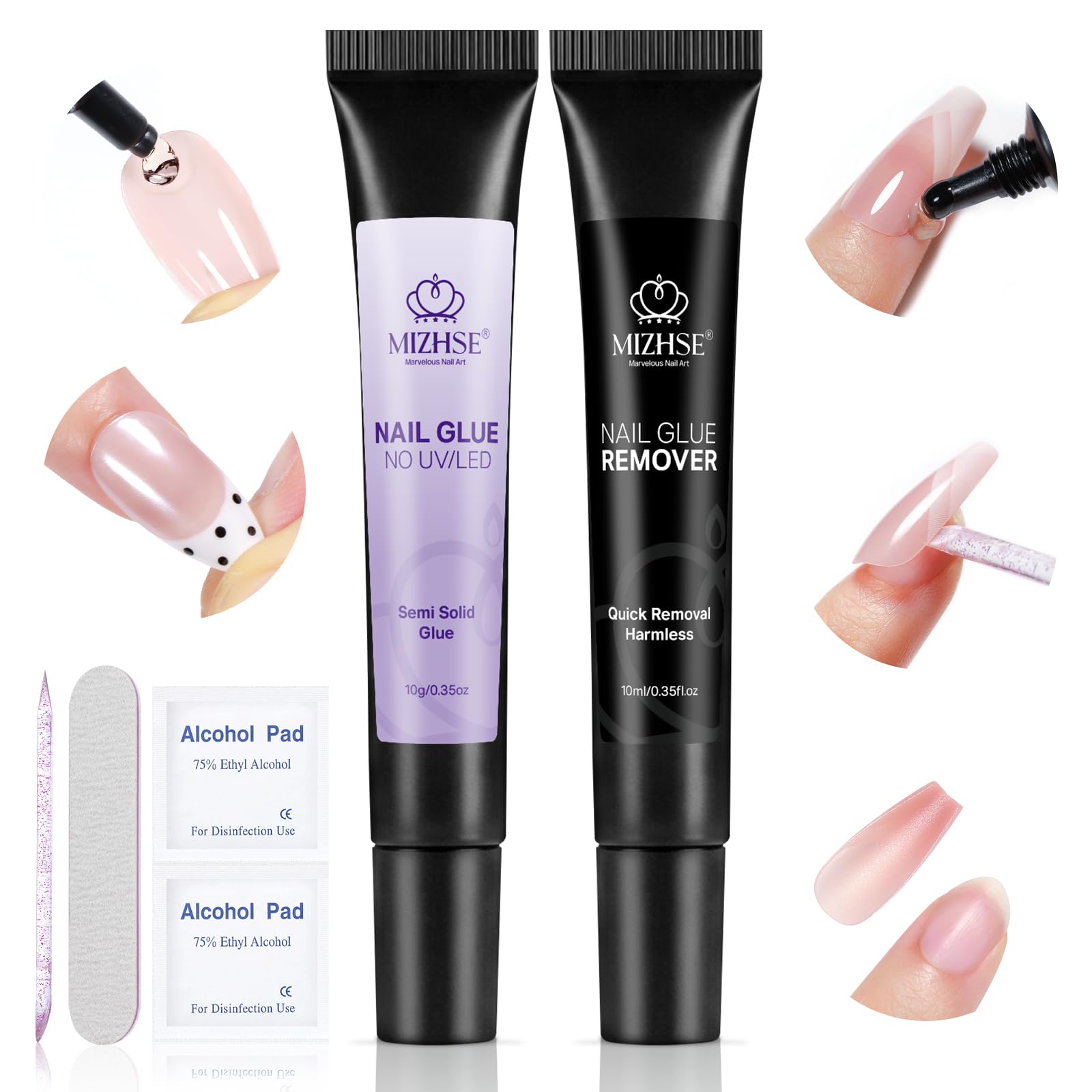 MIZHSE semi-solid nail glue 10g tube for a secure press-on bond