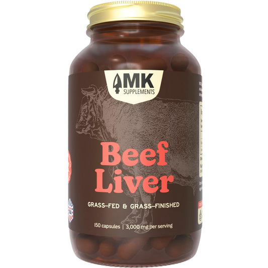 MK Supplements Grass-Fed Beef Liver bottle front view