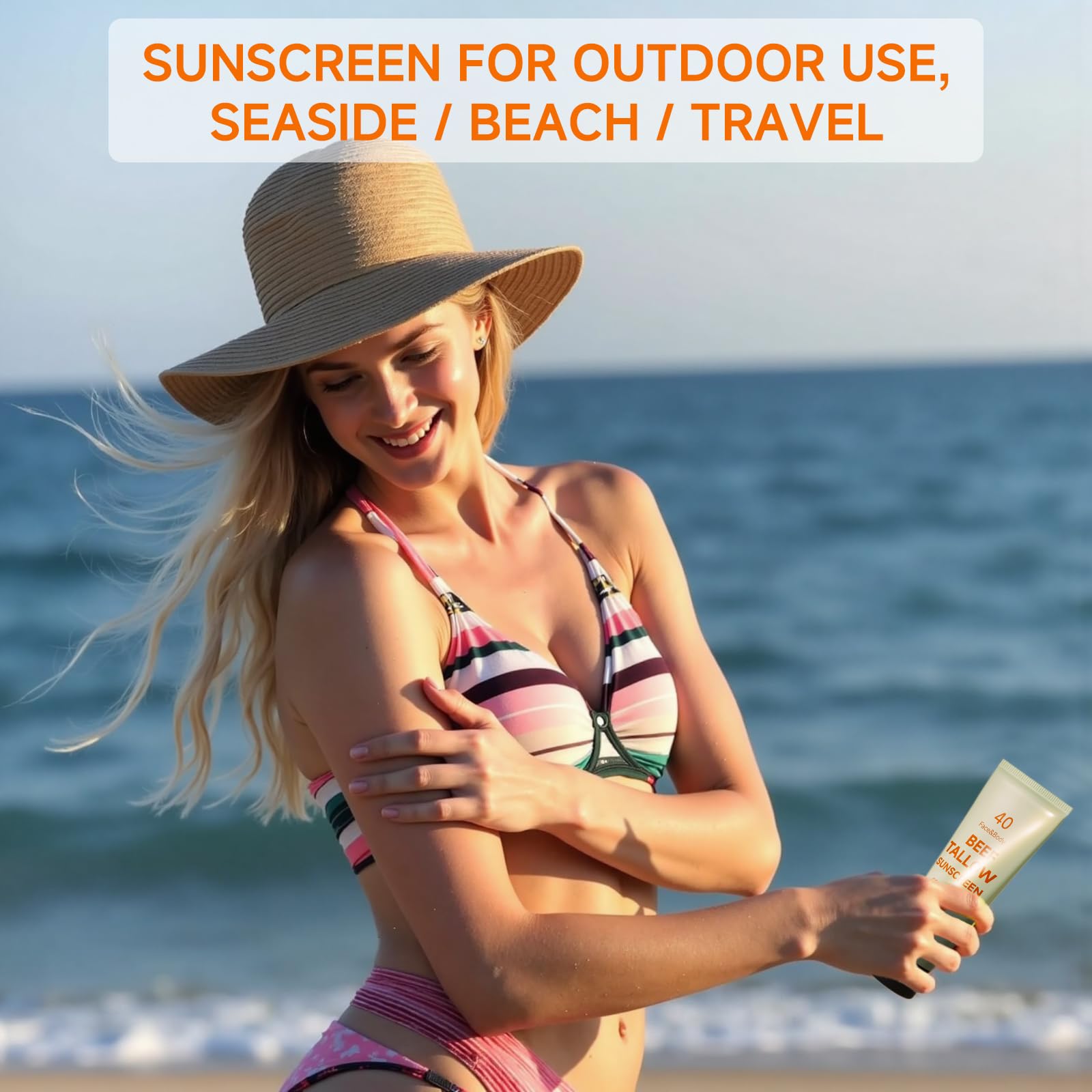 Mkzea Tallow Sunscreen bottle with reef-safe label