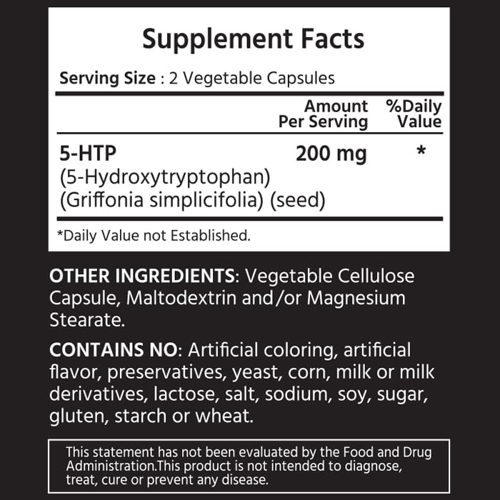 Label showing 99% pure 5-HTP content