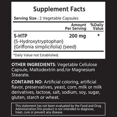 Label showing 99% pure 5-HTP content