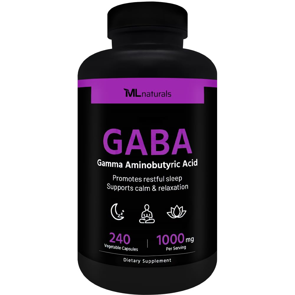 ML Naturals GABA bottle with 240 vegetable capsules