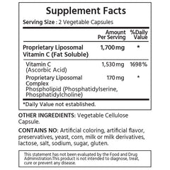 Close-up of bottle showing 1700mg Vitamin C per serving