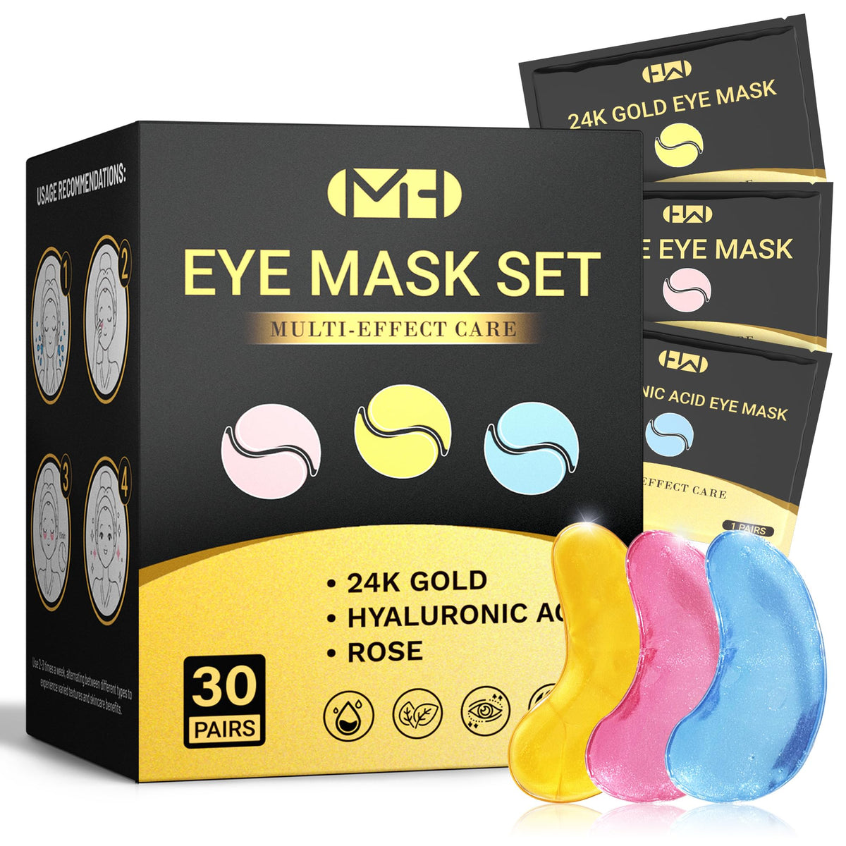 MLDWYH 24K Gold Eye Mask close-up, potential firmness for delicate eye area