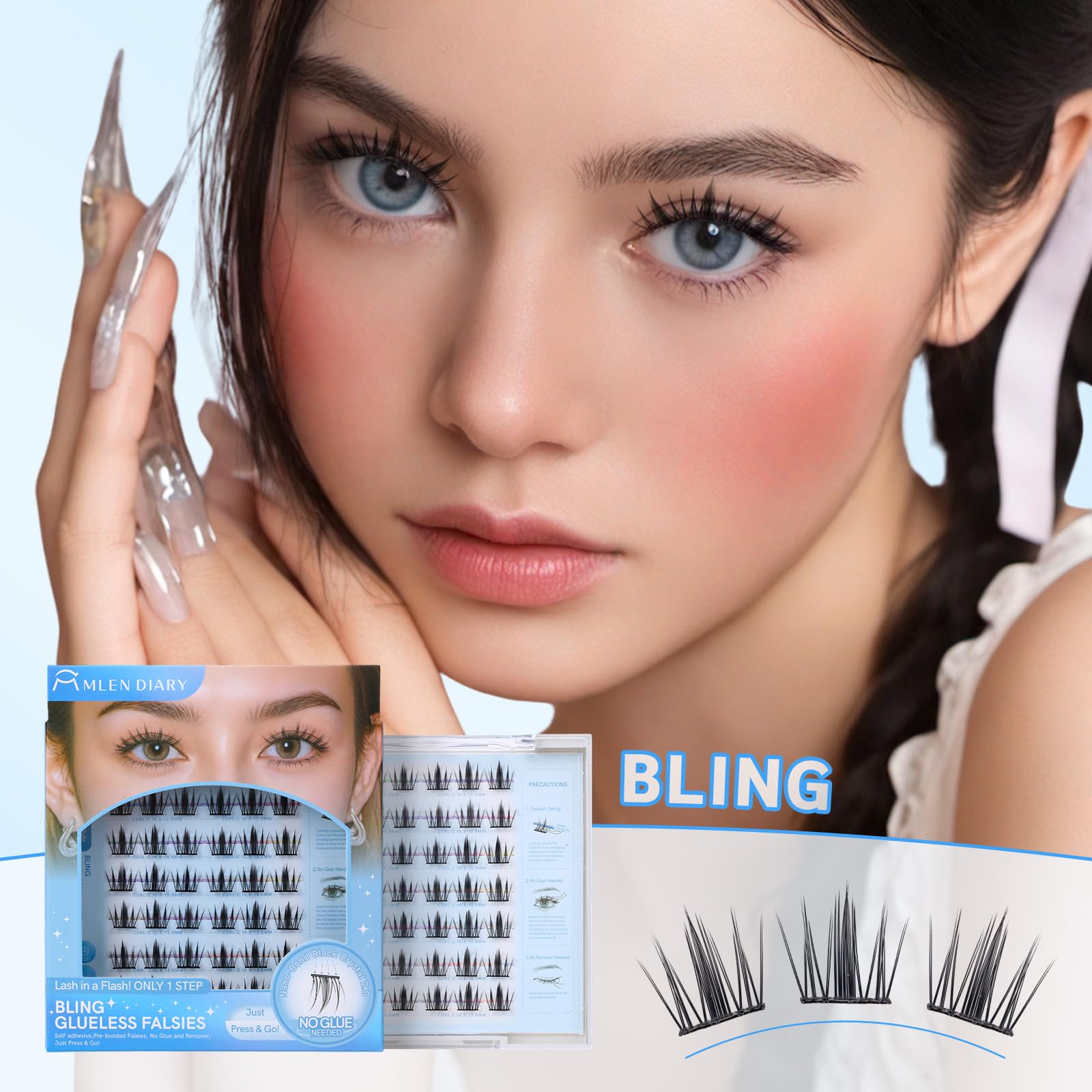 MLEN DIARY reusable lash clusters with gentle removal and multiple uses