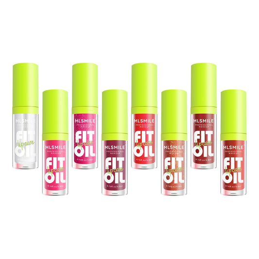MLSMILE lip oil gloss set with eight shades for nourished, glossy lips.