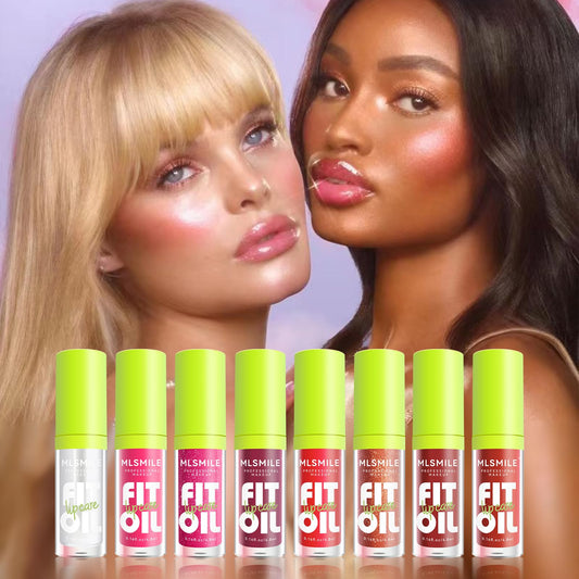 MLSMILE lip oil with large brush head for precise, even application.