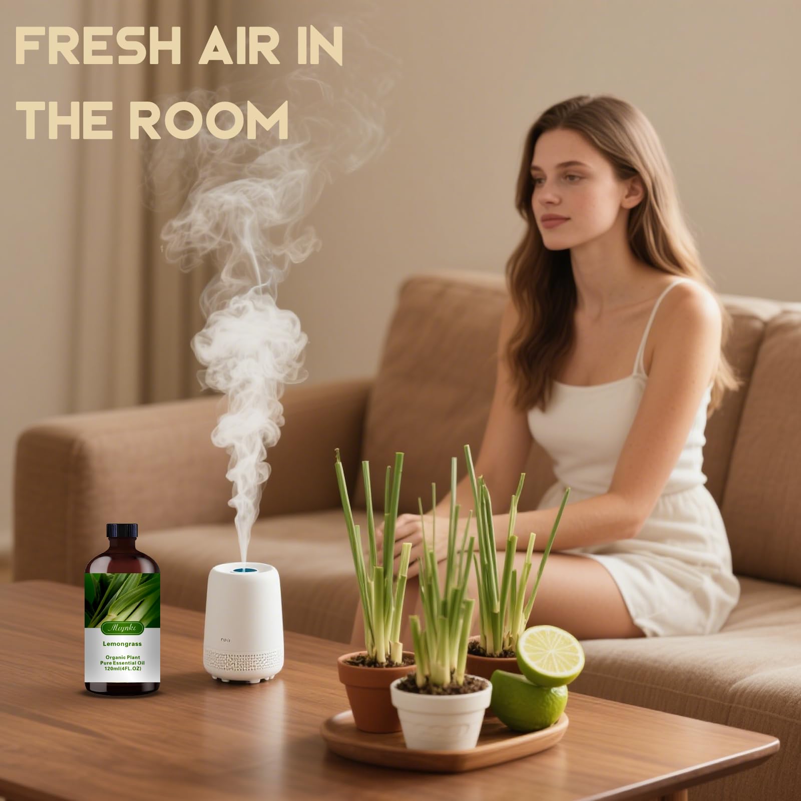 mlynkl lemongrass fragrance oil in a diffuser for calming scent routine