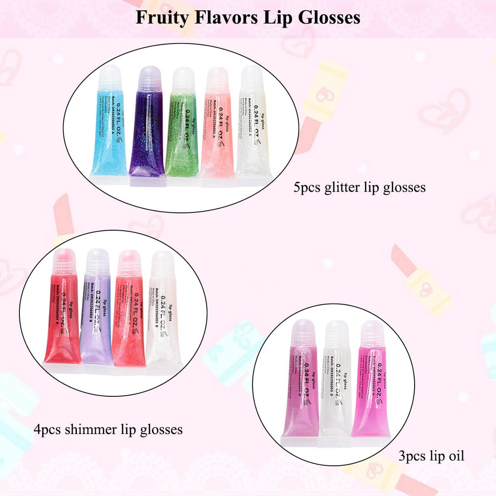 M&U Lip gloss case with assorted colors ready for party or sleepover.