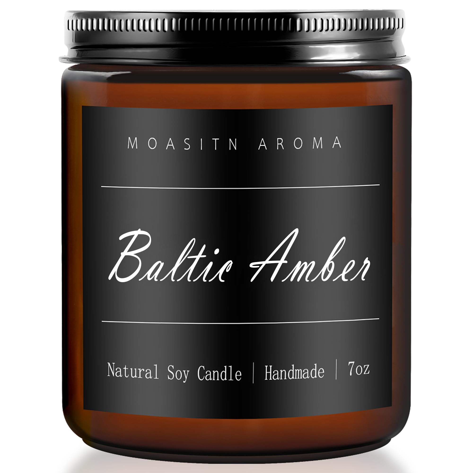 MOASITN Baltic Amber scented candle in amber glass jar, 7oz
