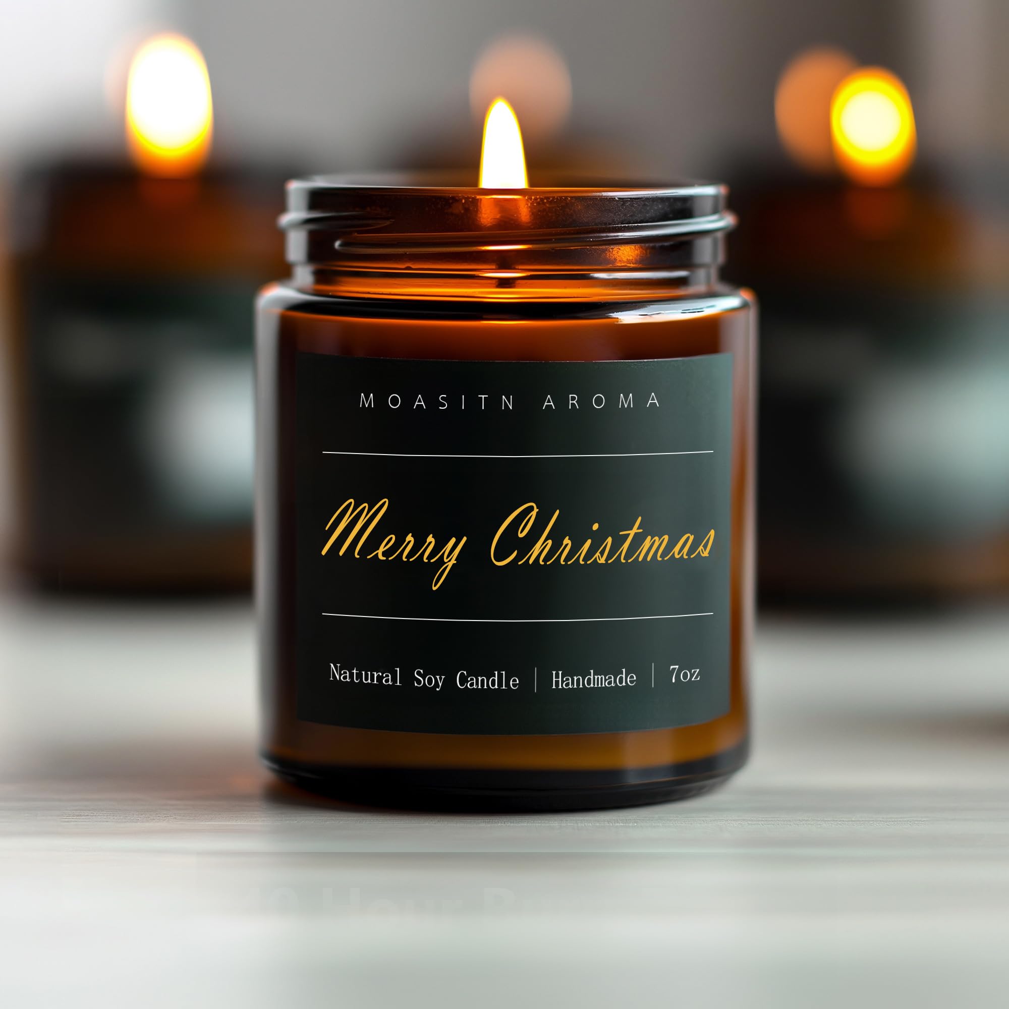 Brown glass jar candle with golden lid and recyclable design