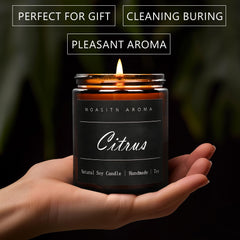 Close-up of natural soy wax and cotton wick