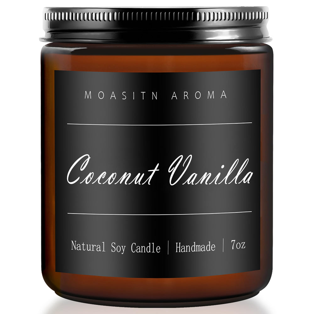 MOASITN Coconut Vanilla heavenly scented candle in 7oz amber jar