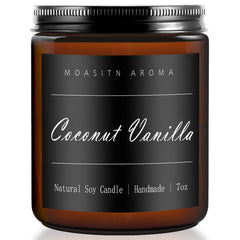 MOASITN Coconut Vanilla heavenly scented candle in 7oz amber jar