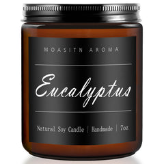 MOASITN Eucalyptus Heavenly Scented Candle in amber jar - front view