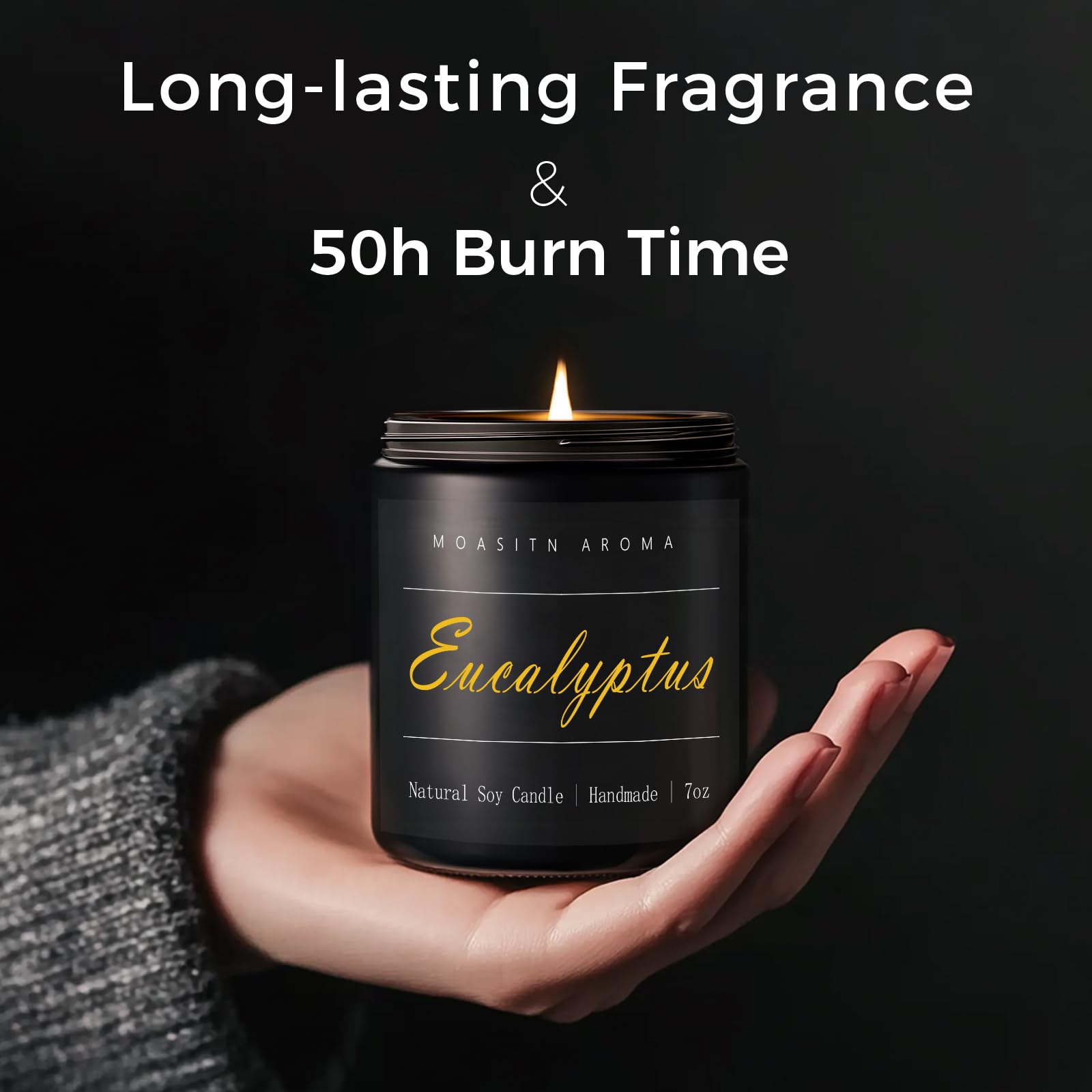 Handmade candle in frosted black jar