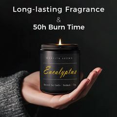 Handmade candle in frosted black jar