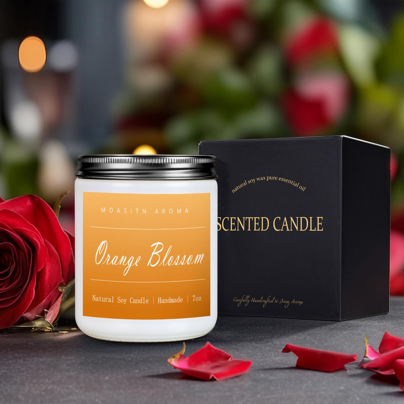 Gift-ready MOASITN orange blossom candle packaging