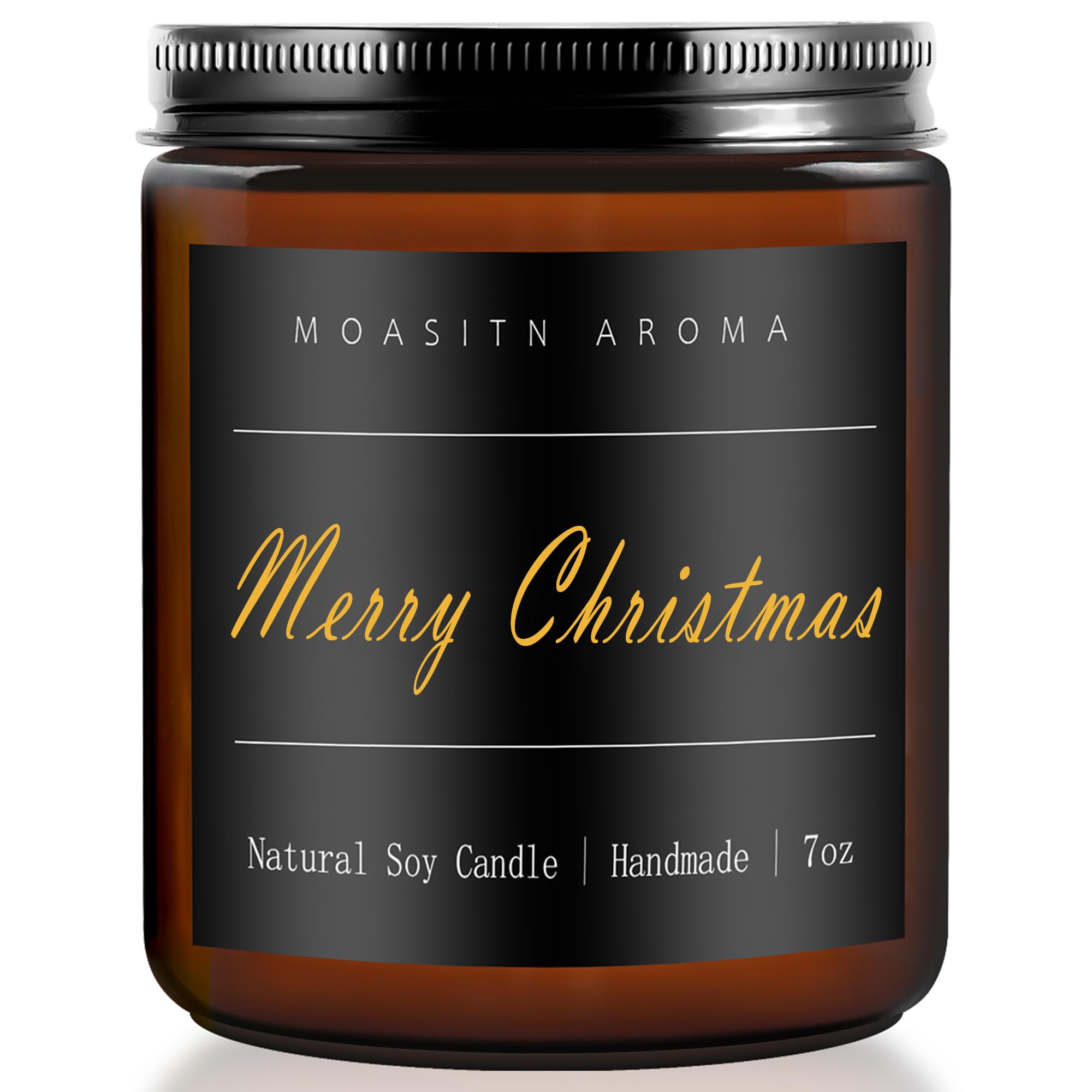 MOASITN Merry Christmas scented candle in 7oz brown jar