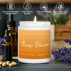 Natural soy wax orange blossom scented candle 7oz