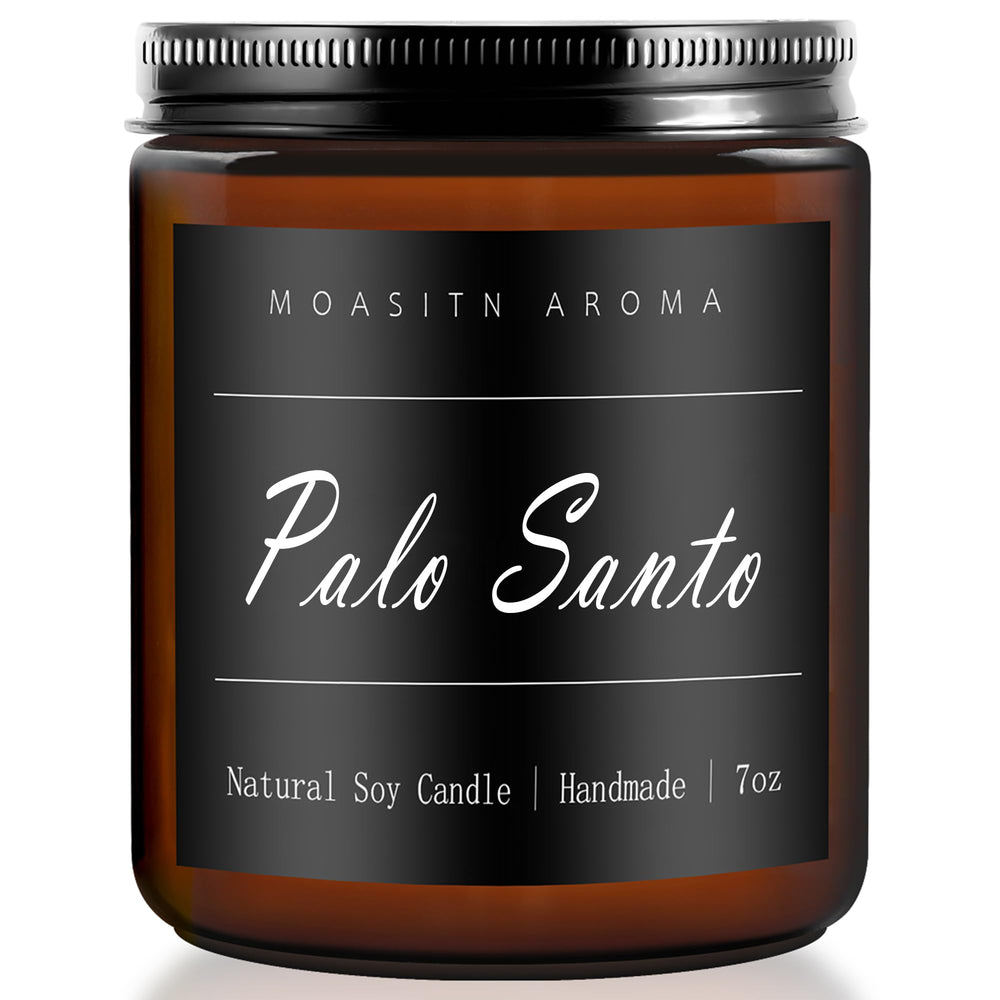 MOASITN Palo Santo scented candle in a frosted 7oz jar
