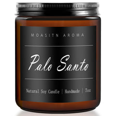 MOASITN Palo Santo scented candle in a frosted 7oz jar