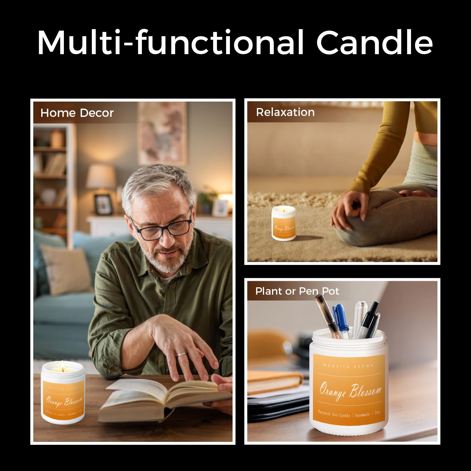 Pet-friendly orange blossom scented candle in a 7oz jar