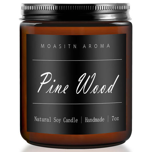 MOASITN Pine Wood Scented Candle in frosted 7oz jar