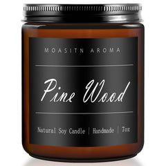MOASITN Pine Wood Scented Candle in frosted 7oz jar