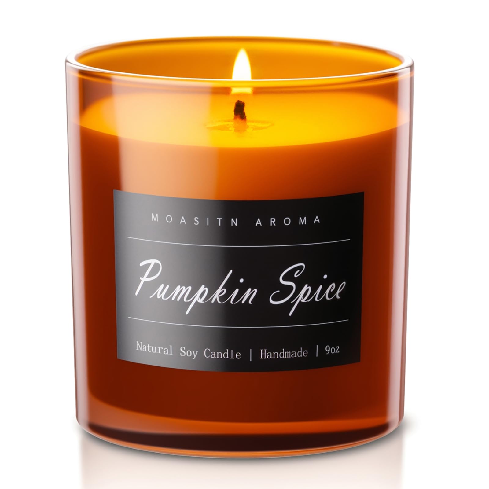 MOASITN Pumpkin Spice Soy Candle 9oz jar close-up