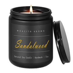 MOASITN sandalwood scented candle in frosted black jar