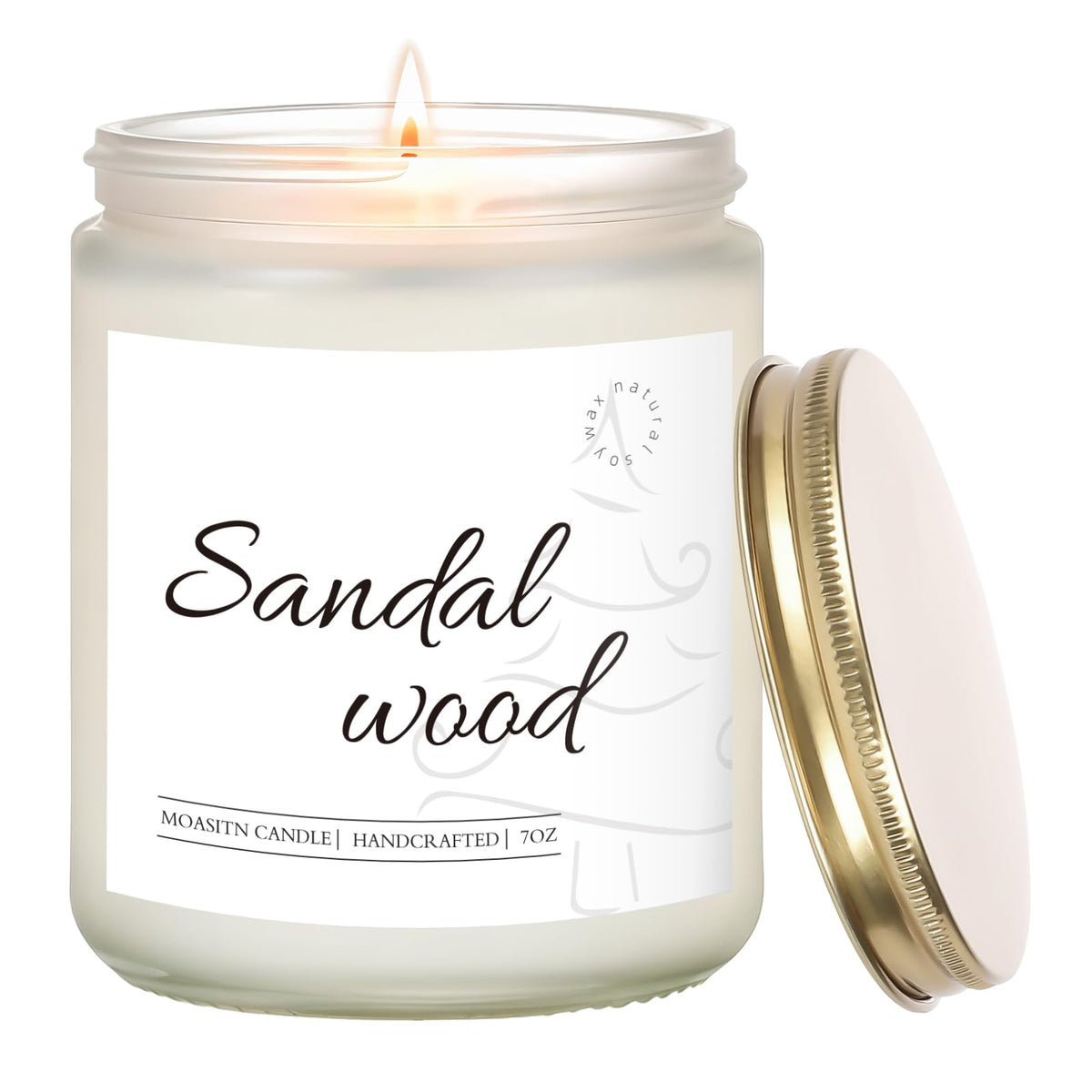 MOASITN sandalwood candle in frosted white jar