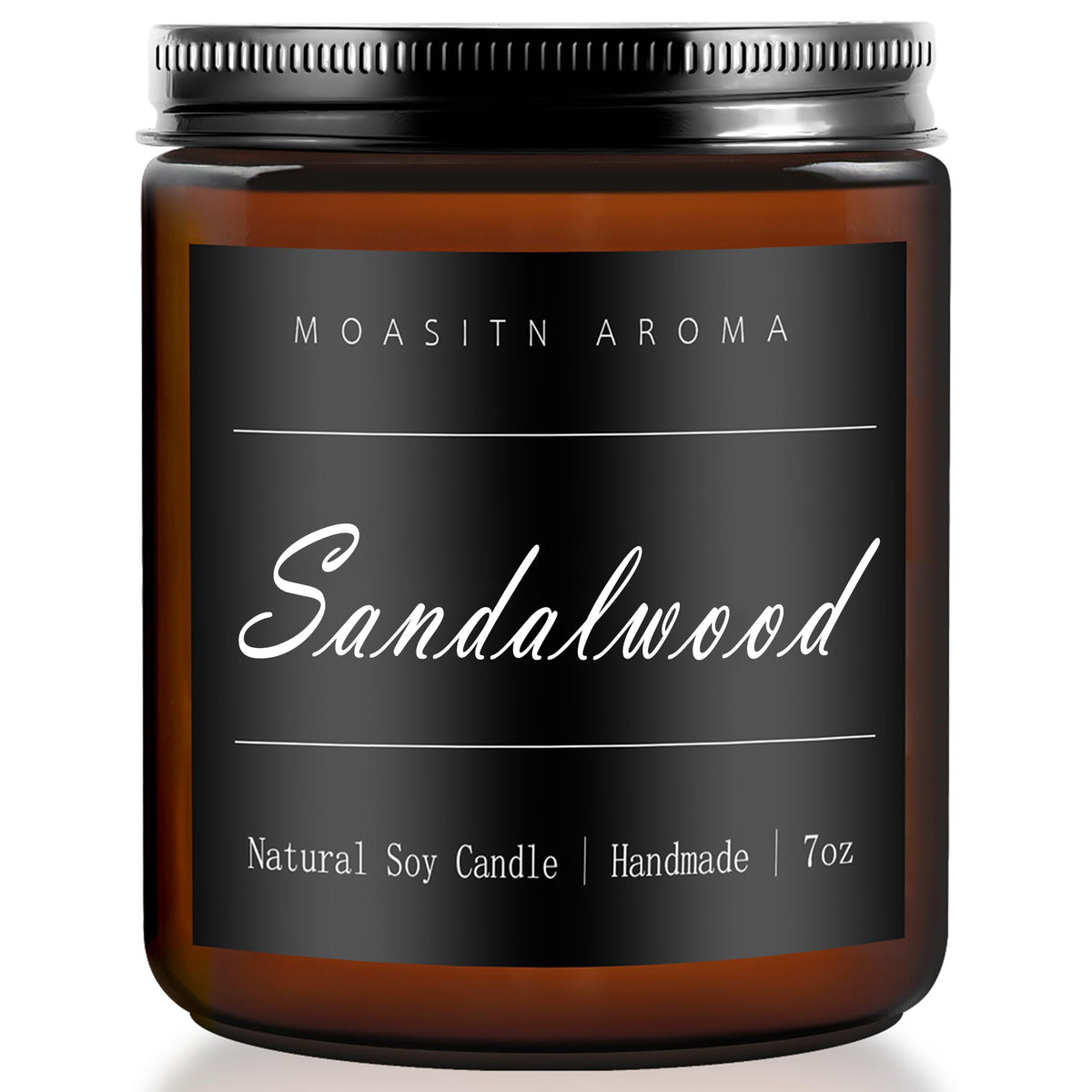 MOASITN Sandalwood scented candle in amber 7oz glass jar