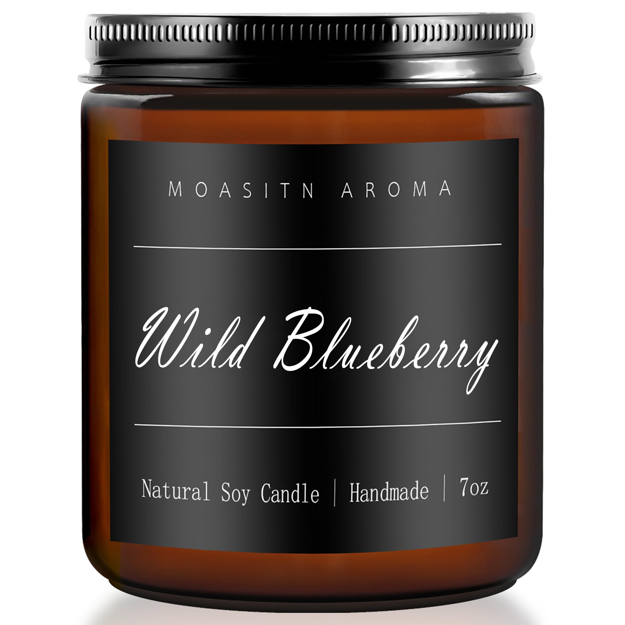 MOASITN blueberry scented candle in 7oz amber jar