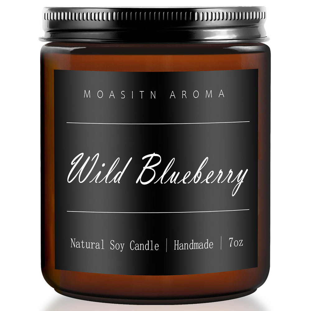MOASITN blueberry scented candle in 7oz amber jar