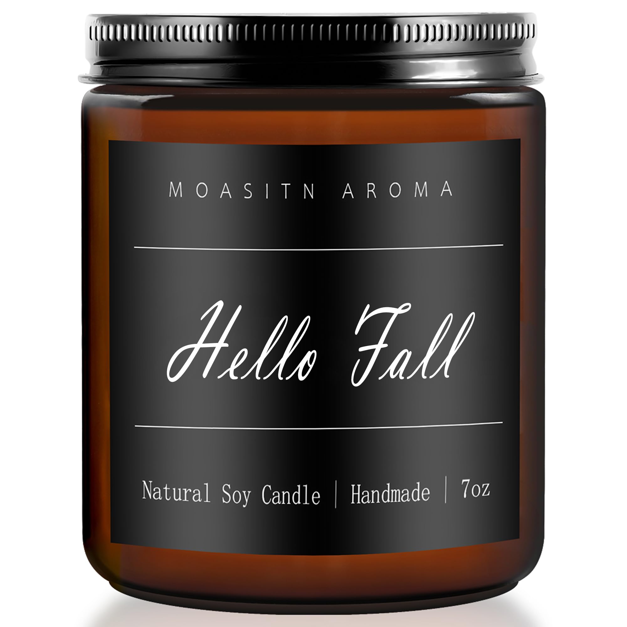 MOASITN Hello Fall scented candle in amber jar