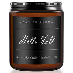 MOASITN Hello Fall scented candle in amber jar