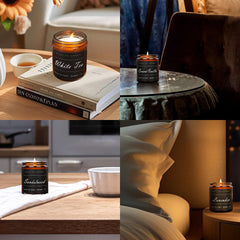 MOASITN Hello Fall 7oz candle in autumn setting