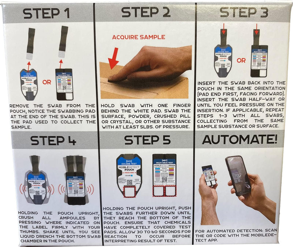 Left and right swabs inserted into pouch for testing