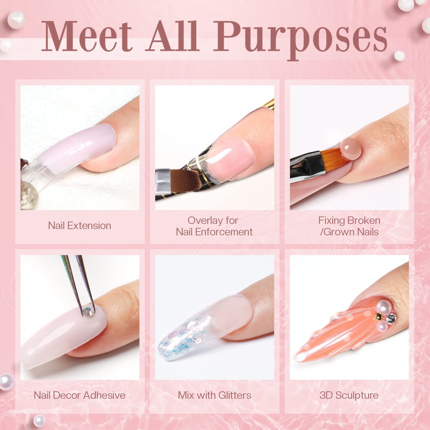 36 dual forms for various nail sizes and shapes with Modelones kit.