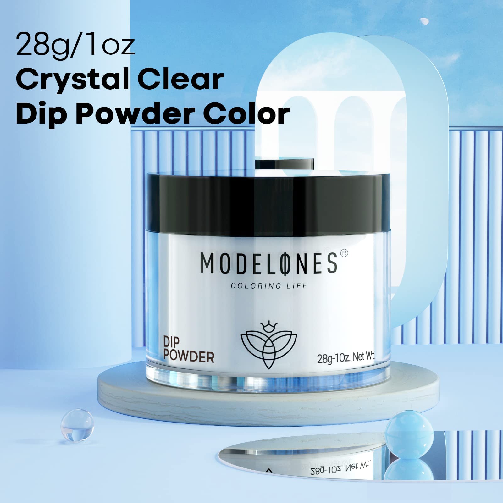Modelones dip powder 1 oz bottle emphasizes large capacity for daily use