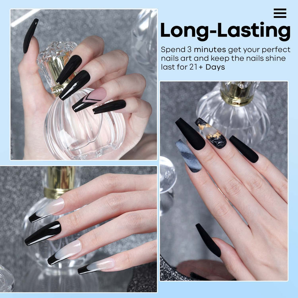 Modelones Black bottle 1oz shows rich color for long-lasting nails.