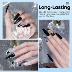 Modelones Black bottle 1oz shows rich color for long-lasting nails.