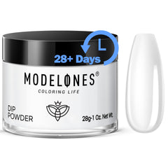 Modelones dip powder clear color bottle close-up showing natural shine