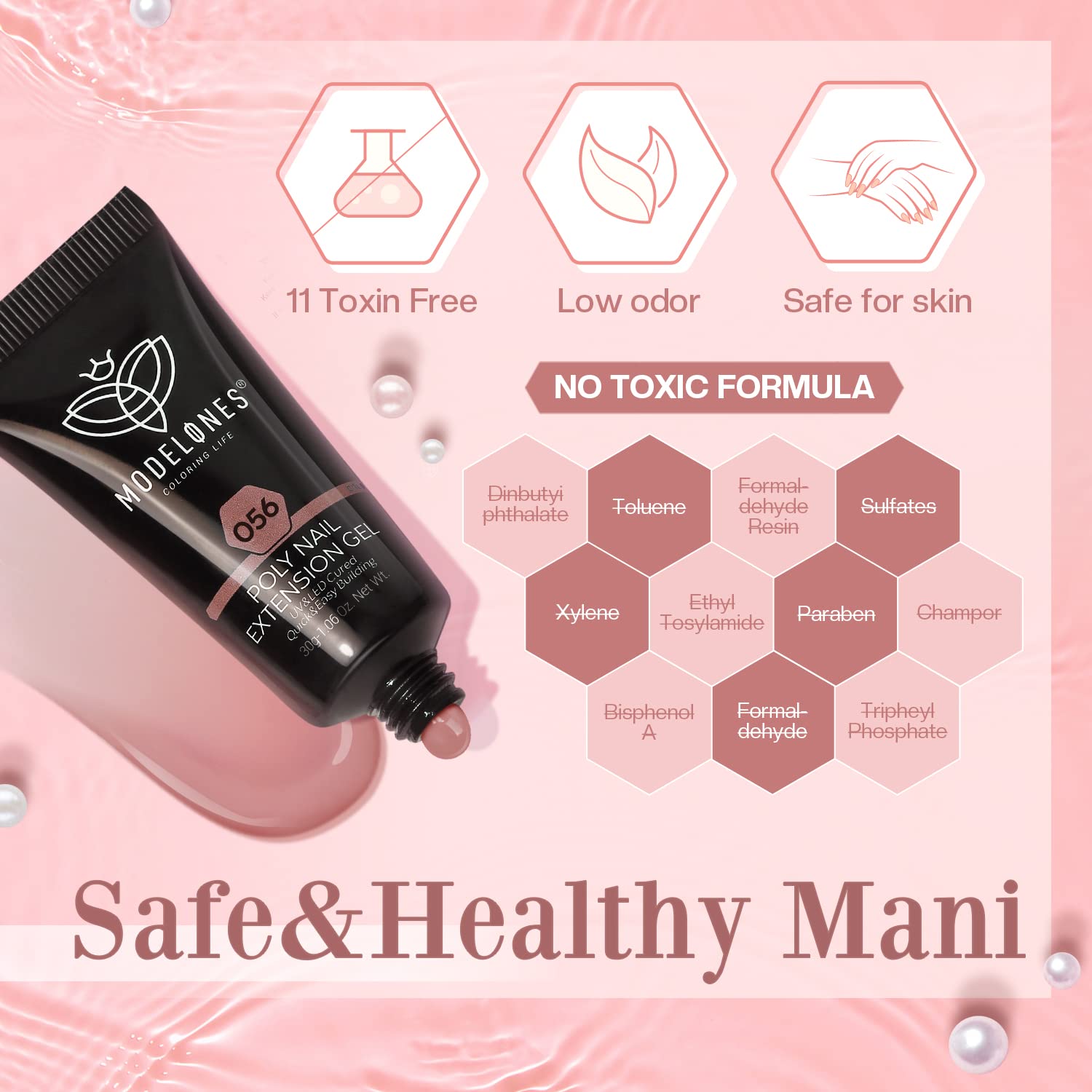 Instruction manual guiding safe at-home nail extensions with Modelones.